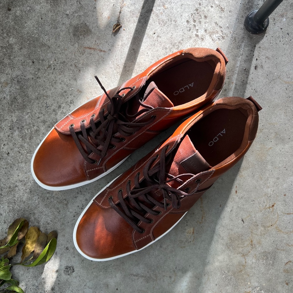 Aldo Brown Leather Sneakers Size 13
